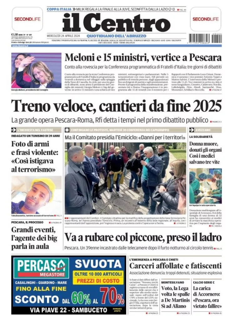 Prima-pagina-il centro-oggi-edizione-del-2024-04-24